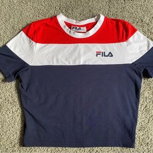 Fila women’s blouse size M short sleeve blue red color cotton